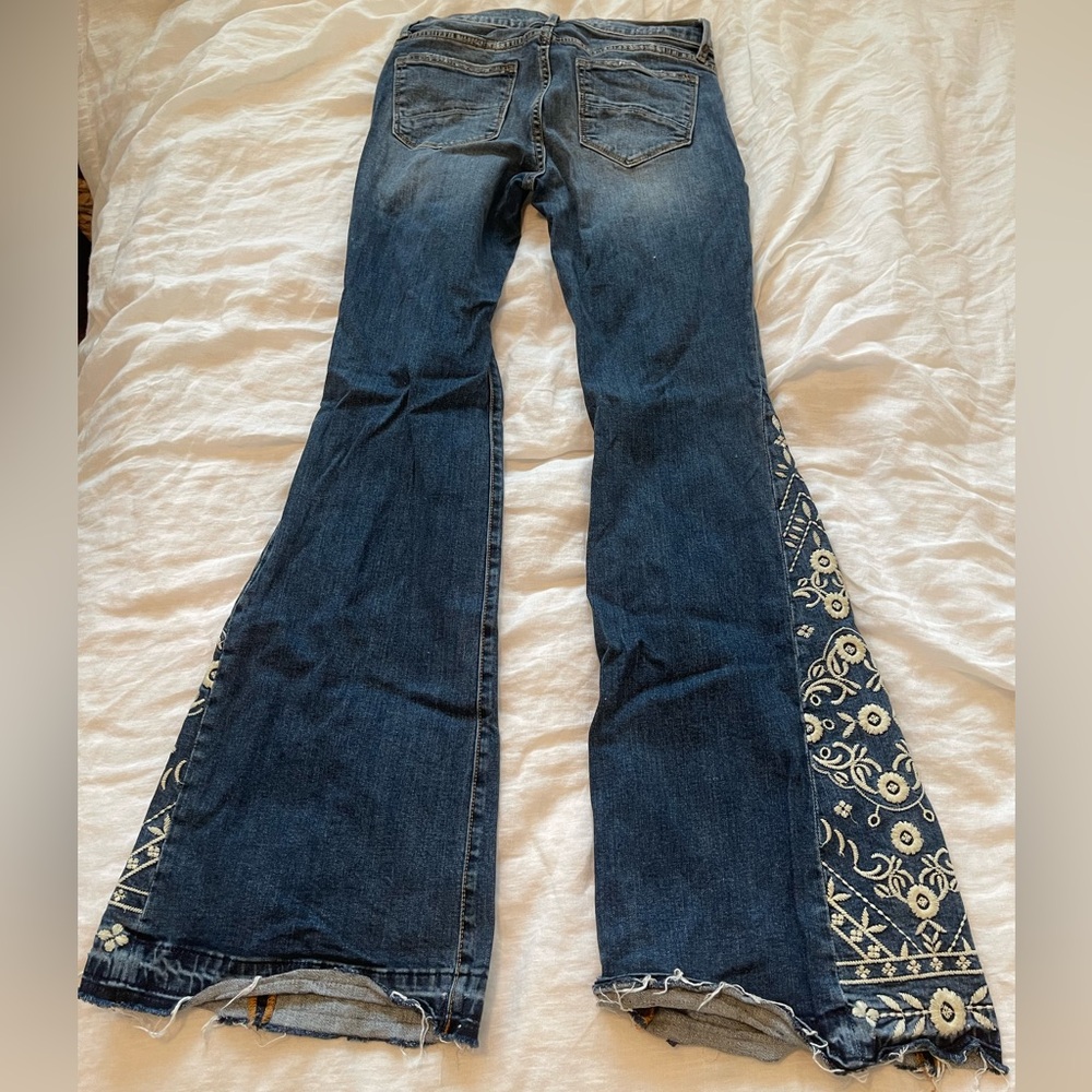 DRIFTWOOD Embroidered Denim Flare Jeans